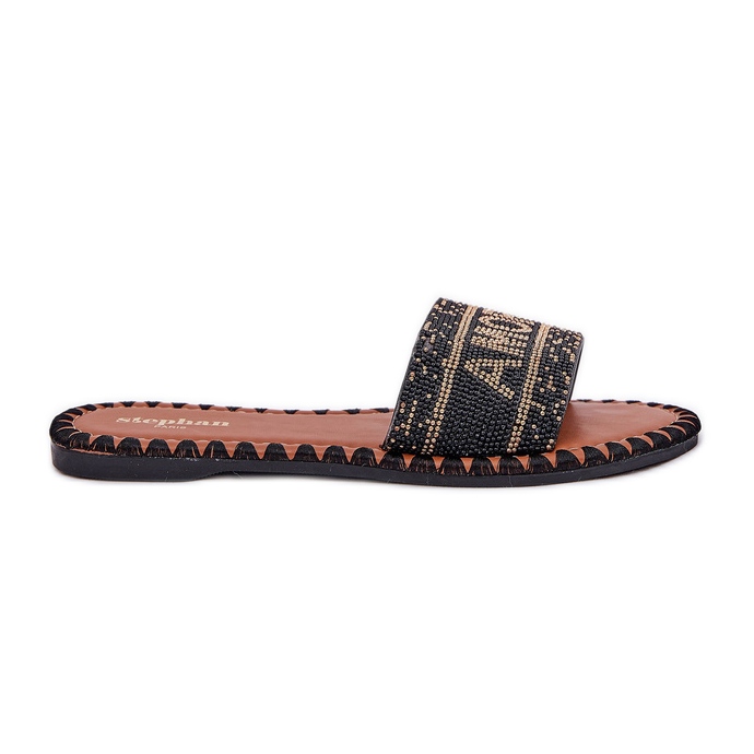 Flip da donna a ruote piatte con decorazione nera nero