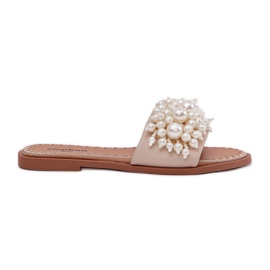 Flip piatti da donna con perle beige decorative