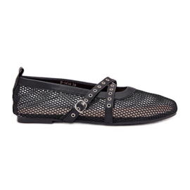 Ballerine piatte con strisce nere nero