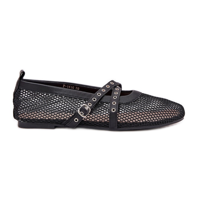 Ballerine piatte con strisce nere nero