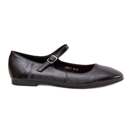 Ballerine in vernice con cintura, nere nero