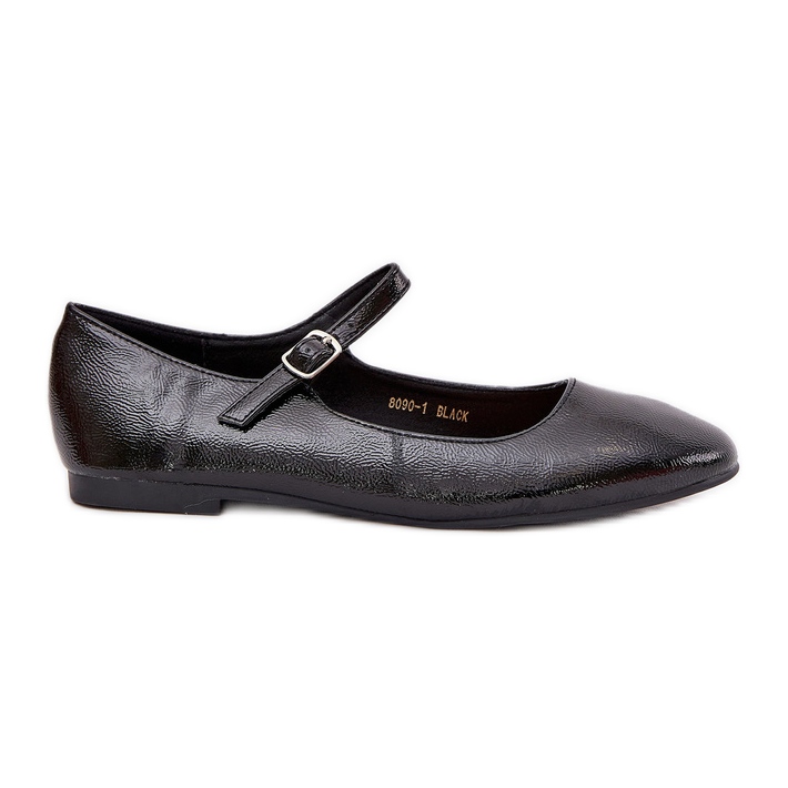 Ballerine in vernice con cintura, nere nero