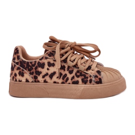 Sneaker femminili con decorazione sulla piattaforma Leopard Stampa marrone