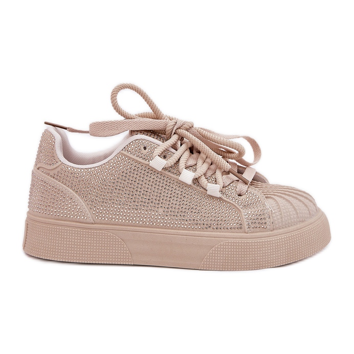 Sneaker da donna con decorazione sulla piattaforma beige