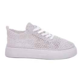Sneaker intrecciate da donna sulla piattaforma bianca bianco