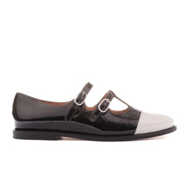 Marco Shoes Ballerine femminili dipinte con una punta bianca nero