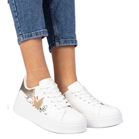 Sneaker bianche e oro sneaker da donna con stampa bianco