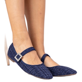 Ballerina femminile blu navy con fibbia e cristaliki