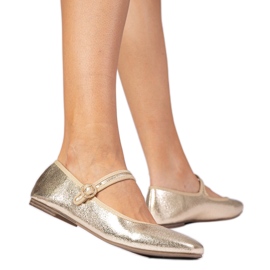 Golden Women's Ballerinas con zirconi d'oro