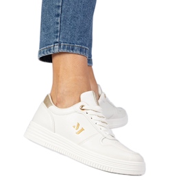 Sneaker da donna beige con broccato dorato