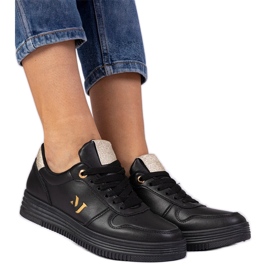 Sneaker da donna nera con glitter dorati nero