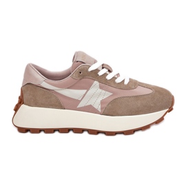 Scarpe sportive in pelle scamosciata femminile sul beige di Vinceza 66720