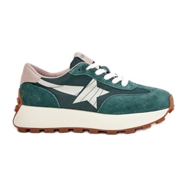 Scarpe sportive in pelle scamosciata femminile sulla piattaforma Vinceza 66720 Green verde