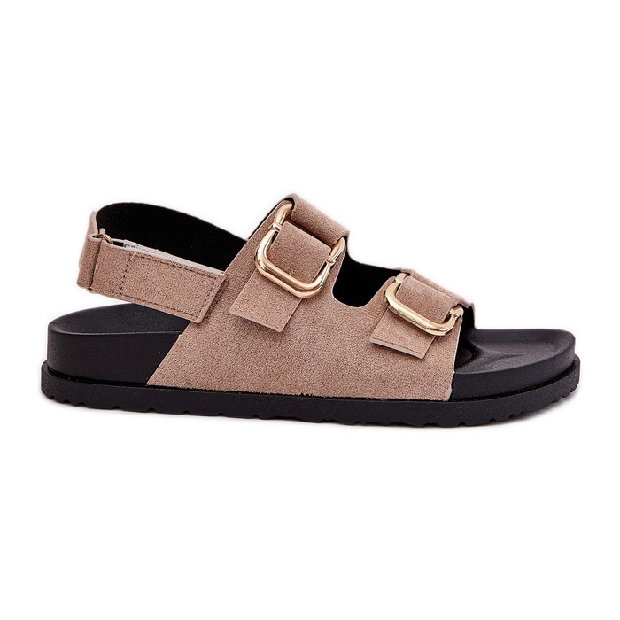 Sandali femminili con fibbie beige
