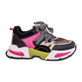 Scarpe sportive da donna con scarpe da ginnastica con doppio allacciatura nero