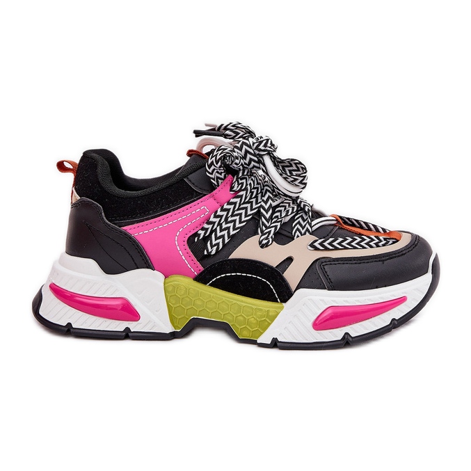 Scarpe sportive da donna con scarpe da ginnastica con doppio allacciatura nero