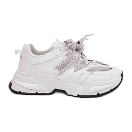 Scarpe sportive da donna con sneaker con doppio allacciatura bianca