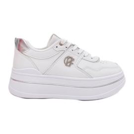 Scarpe sportive da donna con plateau bianche bianca