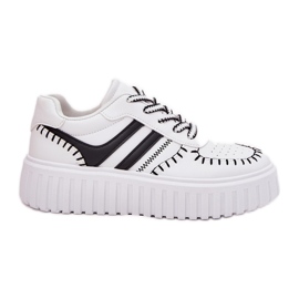 Sneaker da donna sulla piattaforma bianca e bianca bianco