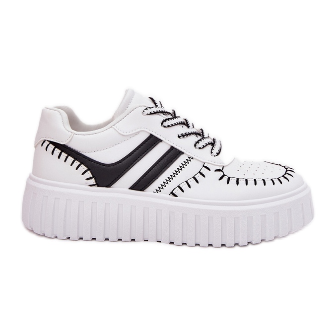 Sneaker da donna sulla piattaforma bianca e bianca