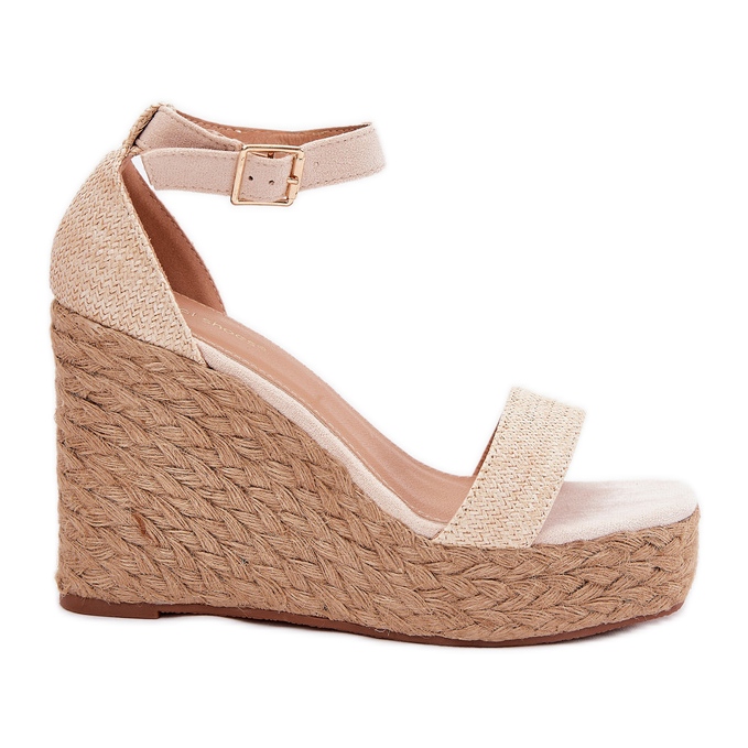 Sandali Con Zeppa Da Donna Con Treccia, Beige
