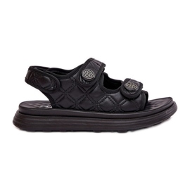 Sandali femminili con dettagli decorativi in ​​velcro nero