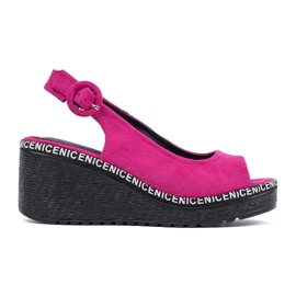 Goodin Sandali femminili sui cunei fucsia rosa
