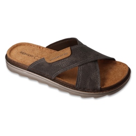 Pantofole di cuoio da uomo befado 158m027 marrone