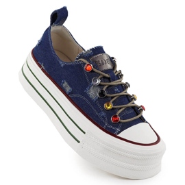 Sneaker in denim sulla piattaforma blu Goe RR2N4103
