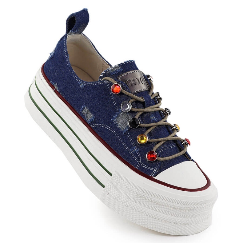 Sneaker in denim sulla piattaforma blu Goe RR2N4103