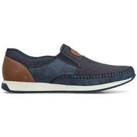 Scarpe da uomo comodi mocassini blu scuro Rieker 11954-14