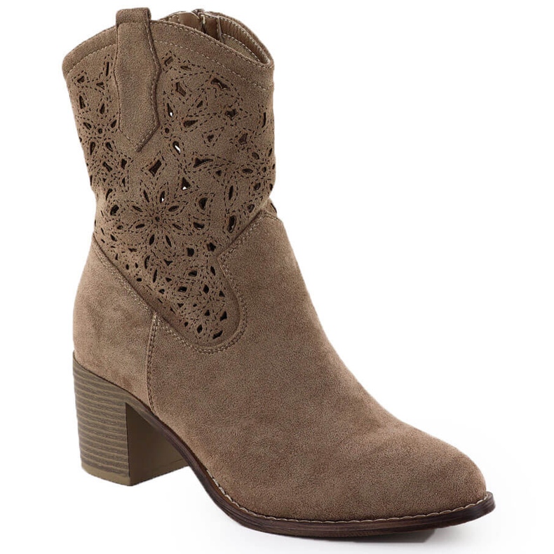 Stivali da donna Openwork Women Brown Suede S.Barski Hy51-125 marrone