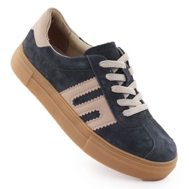 Scarpe sportive in pelle sulla piattaforma grigia filippo dp6798 grigio