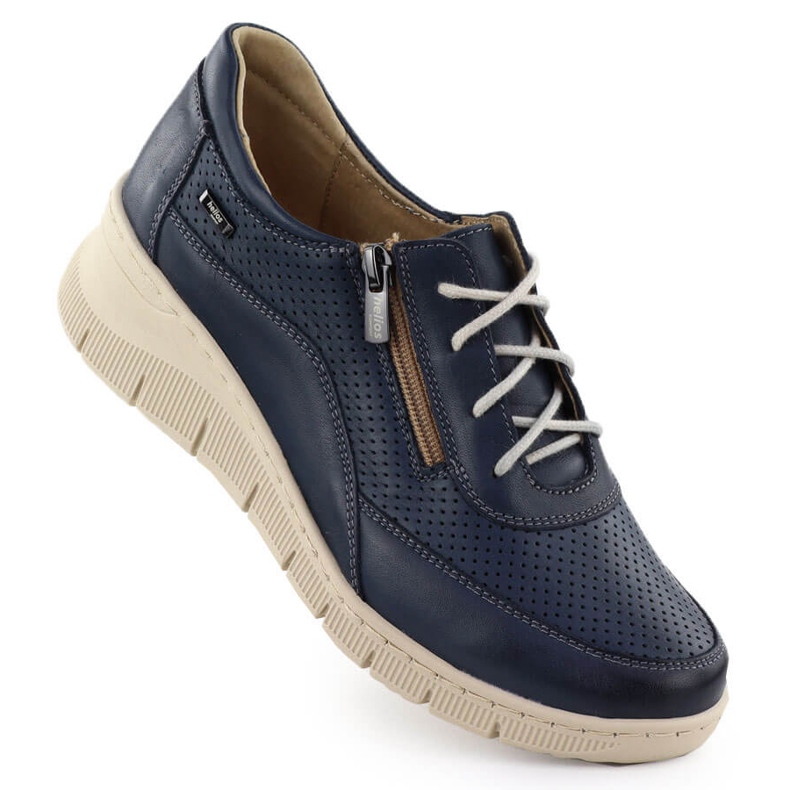 Scarpe in pelle da donna per perforato Blu Navy Helios 427