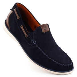 Mocassini in pelle da donna comodi blu navy bugatti rr153018