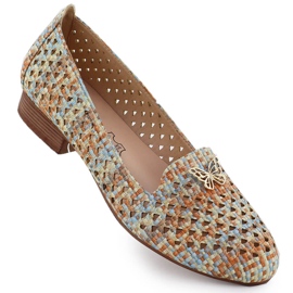 Scarpe da lavoro da donna con tacchi bassi beige M. Daszyński SA222-3