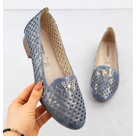 Scarpe da lavoro da donna con tacchi bassi blu M. Daszyński SA222-3