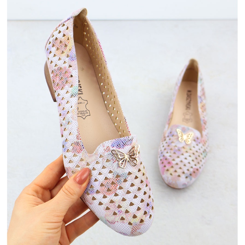Scarpe da donna con i fiori con i fiori M. Daszyński SA222-3 multicolore