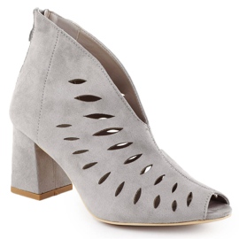 Potocki Stivali Openwork femminile POOTS Openwork da donna in pelle scamosciata da donna grigio