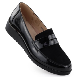 Scarpe da donna vernarono su una piattaforma Black Unisoft 9040 nero