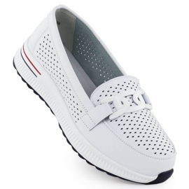 Scarpe in pelle da donna sulla piattaforma Openwork Białe Filippo DP4400 bianco