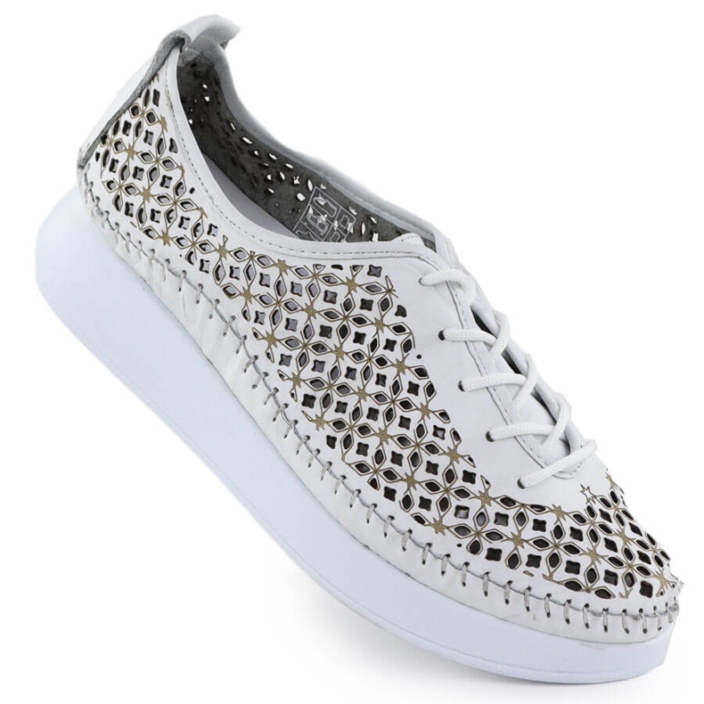 Scarpe in pelle da donna Openwork sulla piattaforma bianca T.Sokolski 0714