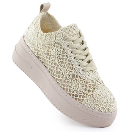 Scarpe da donna in pizzo sulla piattaforma Beige T.Sokolski W503