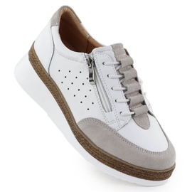 Scarpe in pelle da donna per zeppe bianche T.Sokolski W25-202 bianca