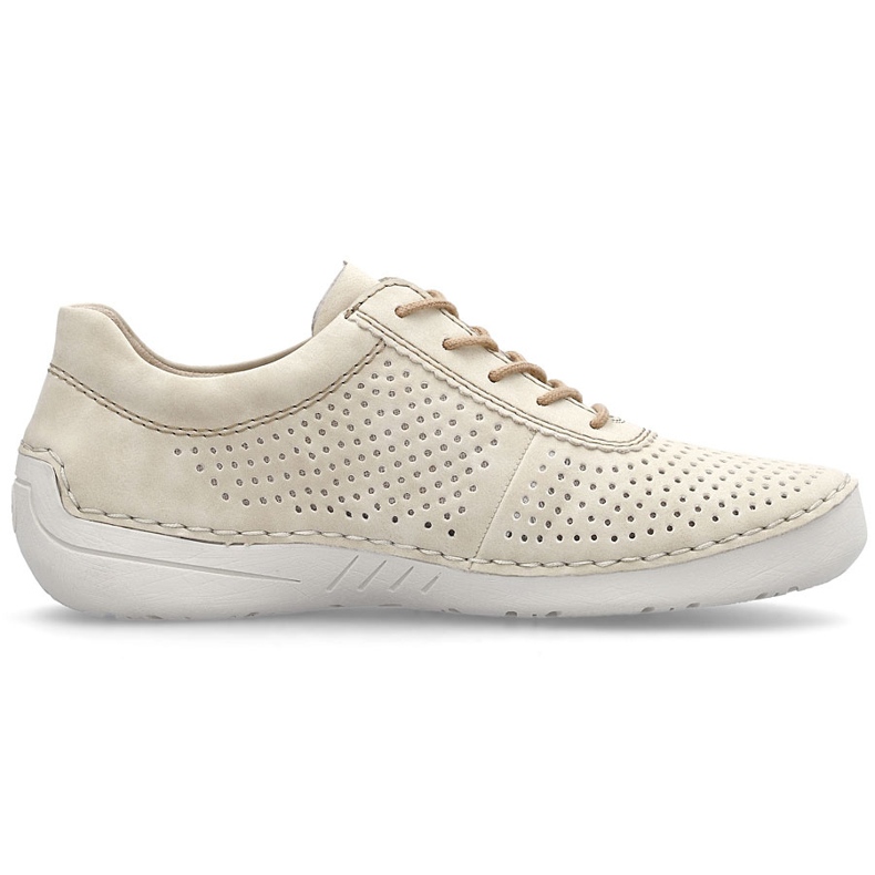 Scarpe da donna in pelle perforata Beige Rieker 52546-60