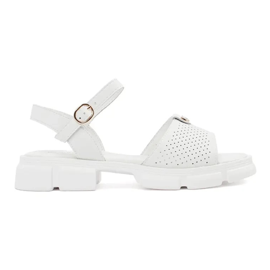 Goodin White Openwork Sandals femminile sulla piattaforma con un ornamento bianca