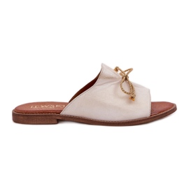 Flip eleganti piatti in pelle con un prua lewski 3572 zloty spazzato via d'oro