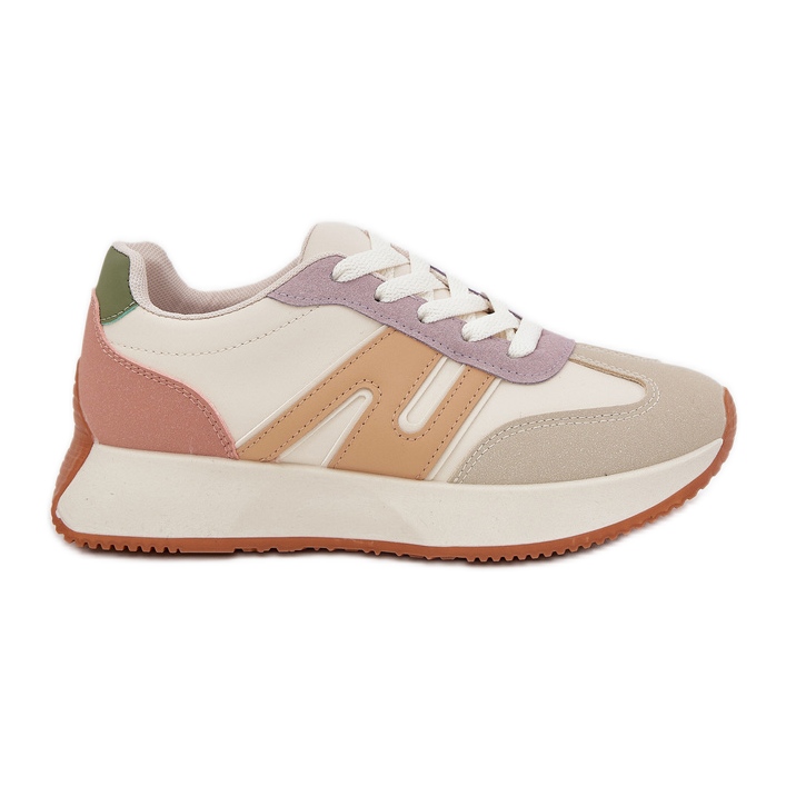 Scarpe sportive femminili su piattaforma multicolore beige