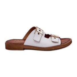 Flip flip in pelle con fibbie bianche Zazoo 3020 bianco