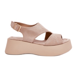 Sandali da donna sulla piattaforma Ecode Suede Beige